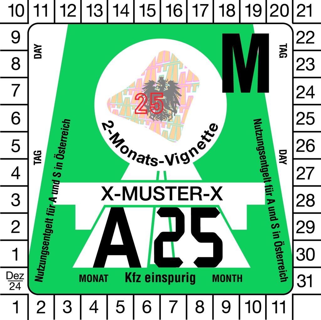 Vignette 2 mois moto - Autriche 2025