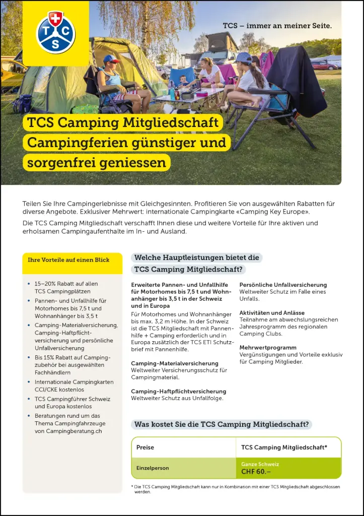 TCS Camping Mitgliedschaft – Factsheet v01.2025