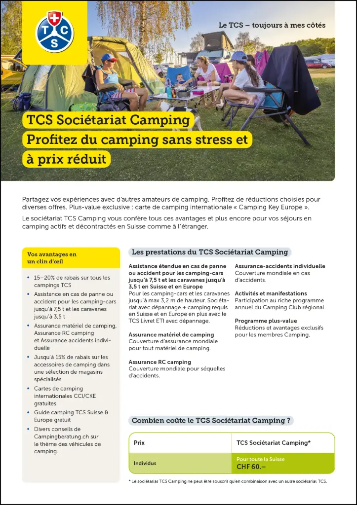 TCS Sociétariat Camping – Factsheet v01.2025