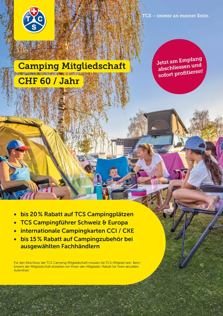 TCS Camping Mitgliedschaft 2025 Plakat A4 DE